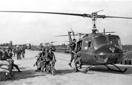 ARVN Rangers load into Bell UH-1 1967