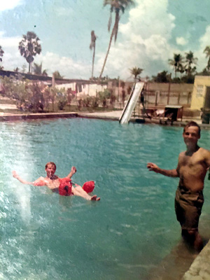 Terry Dell & Roger Gendron at swimming pool