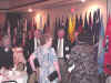 Fifty state flags behind the banquet head table.